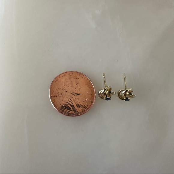 14k Solid Gold Spinel Knot Stud Earrings - Picture 6 of 13